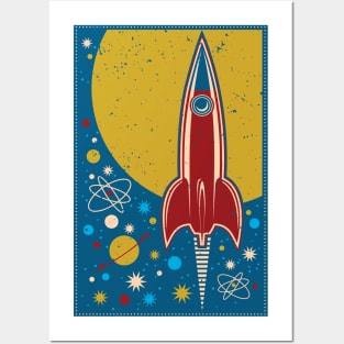 Galaxy Retro Rocket Posters and Art